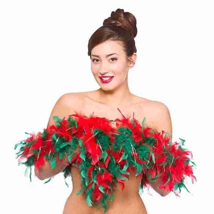 Weihnachts Federboa Rot Grün festliches Karneval Accessoire Damen