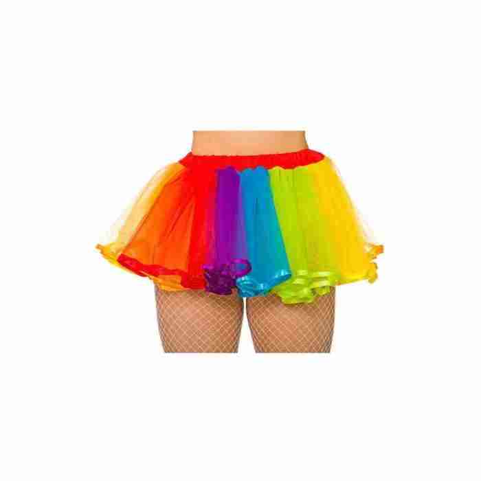 Regenbogen Tutu Deluxe mit Satin-Details 80er Jahre Kostüm Damen