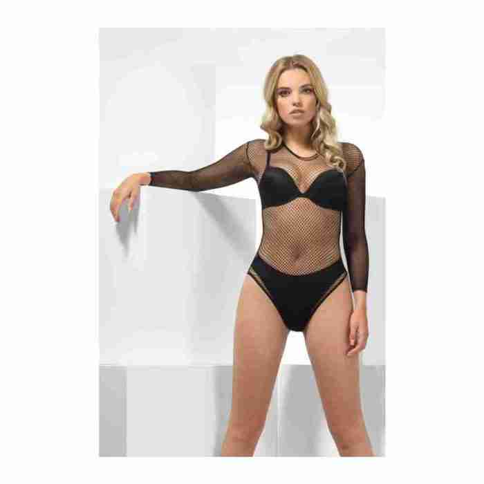 Netz Body 80er Jahre schwarz Damen Fishnet Bodysuit