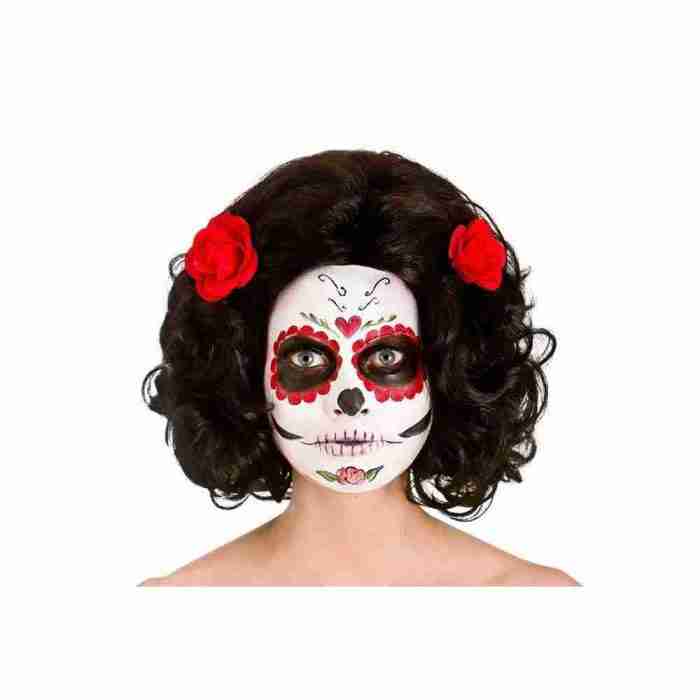 Day of the Dead Perücke schwarz Senorita Halloween Kostüm Damen