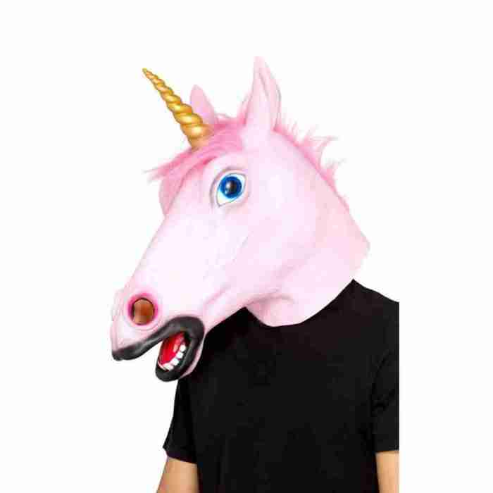 Einhorn Maske Latex Rosa Karneval Fasching Verkleidung