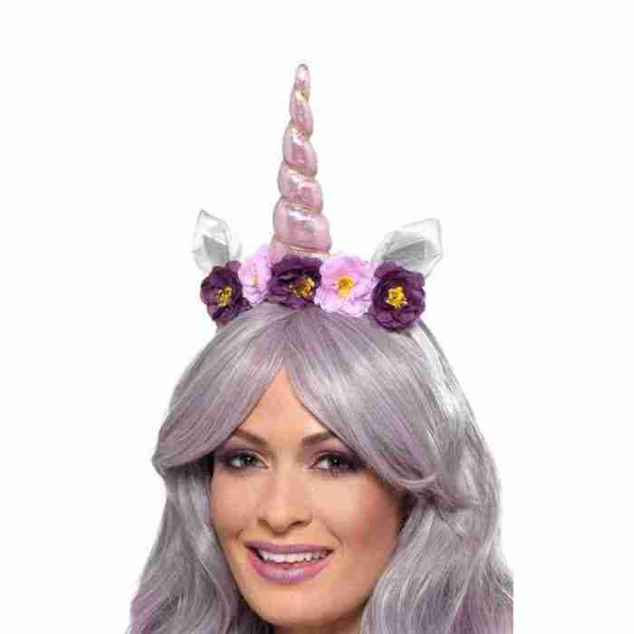 Einhorn Haarreif mehrfarbig mit glitzerndem Horn und Regenbogen-Mähne für Karneval