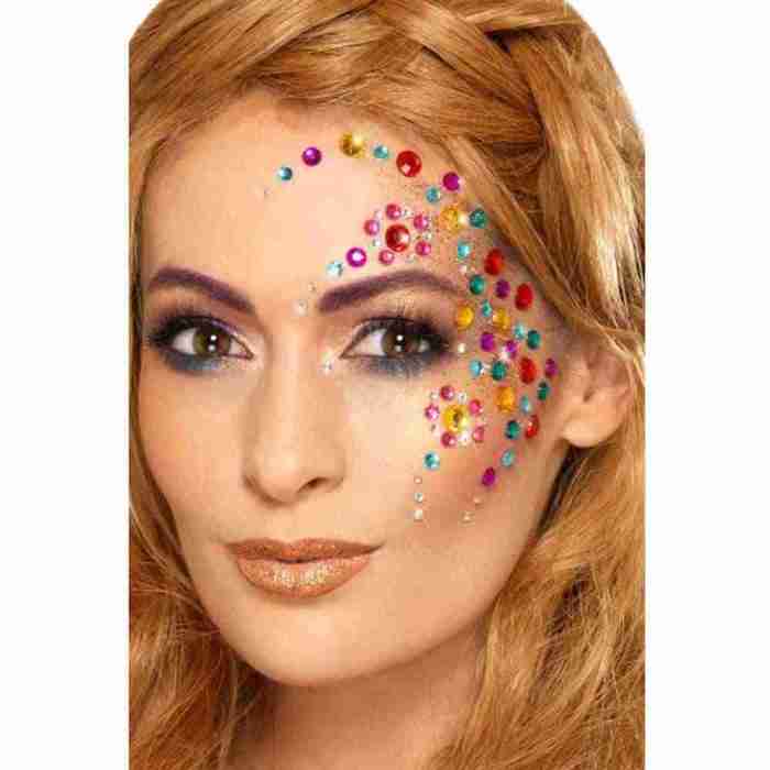 Gesichts-Schmucksteine Regenbogen 100 Stück Glitzer Gems Karneval