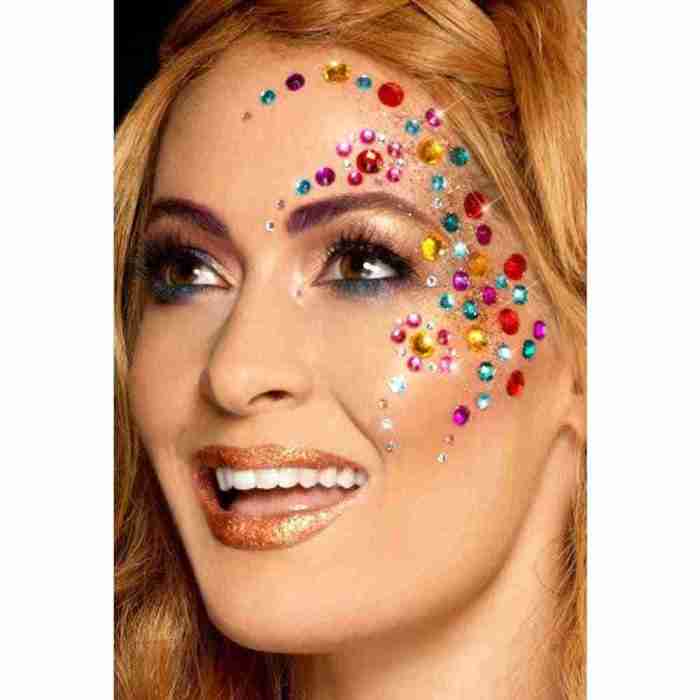 Regenbogen Gesichtsschmuck Steine selbstklebend Festival Make-up