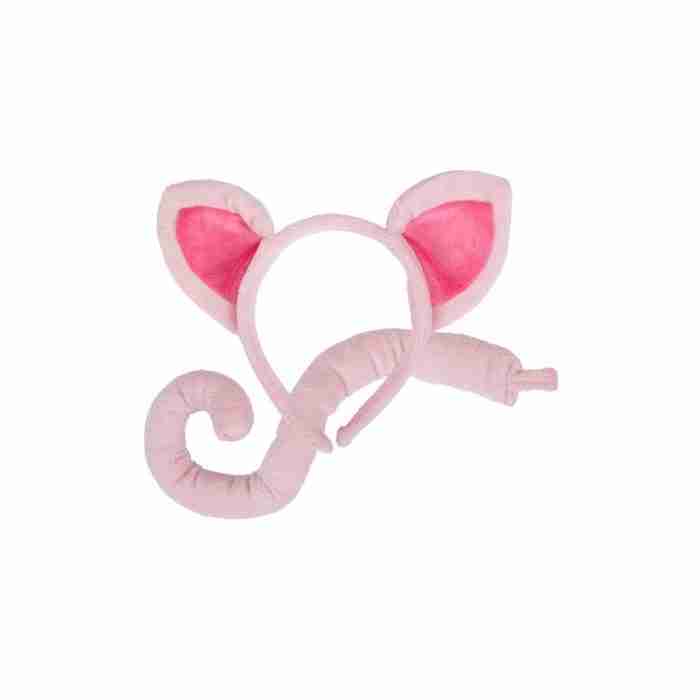 Rosa Schweinchen Tierohren Set mit Schwanz für Kinder