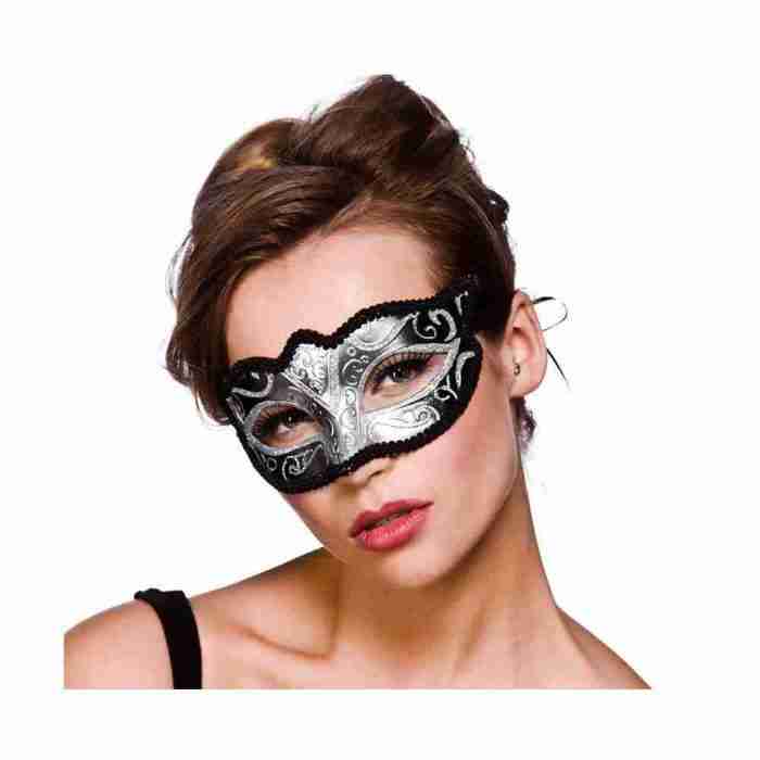 Venezianische Maske Silber Glitzer Augenmaske Karneval Maskenball