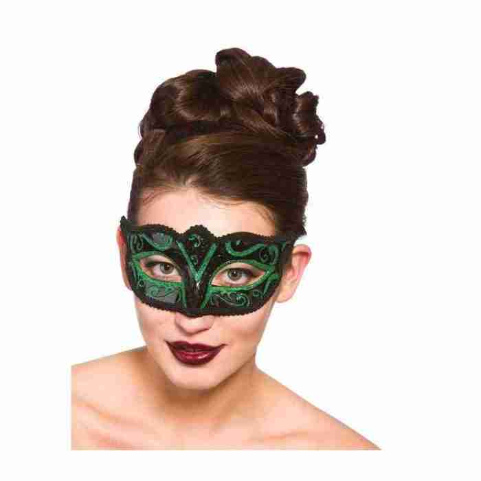 Venezianische Augenmaske Grün Glitzer Verona Karneval Maske
