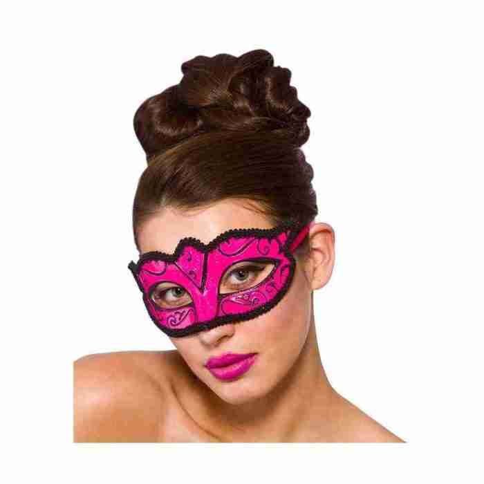Venezianische Maske Rosa Schwarz Glitzer Augenmaske Verona