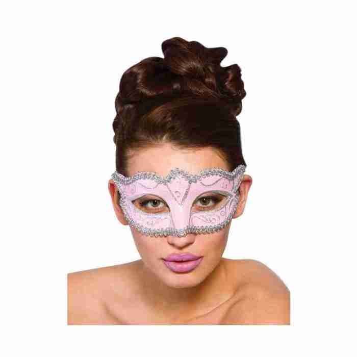 Venezianische Augenmaske Rosa Silber Glitzer Verona Maske