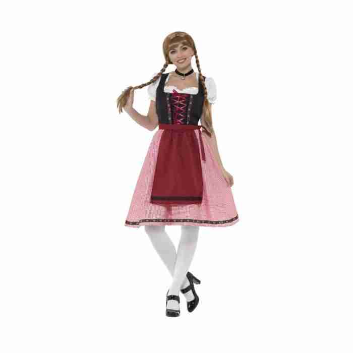 Oktoberfest Dirndl Kostüm Bayerische Kellnerin Rot Schwarz - carnivalstore.de