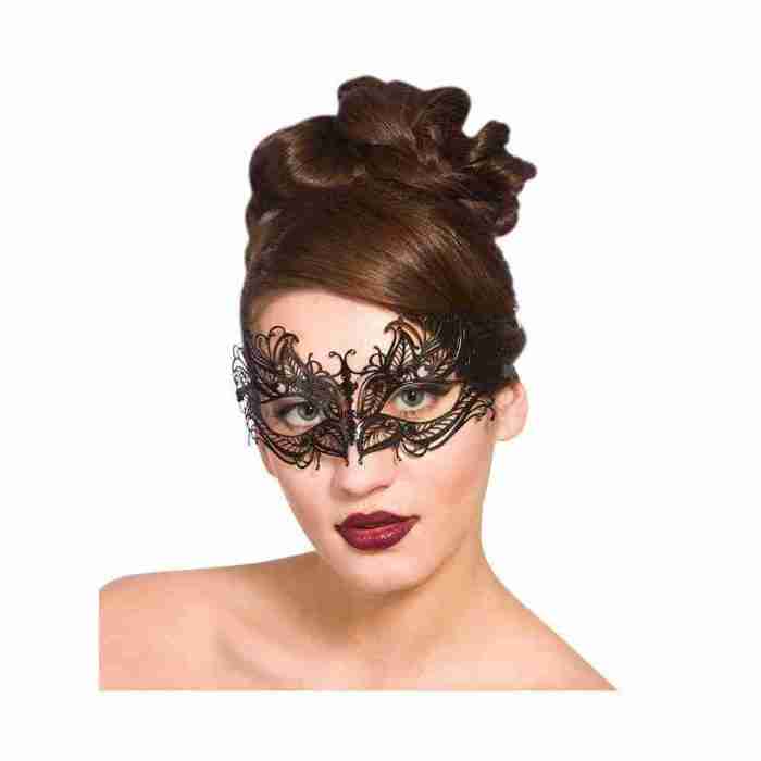 Augenmaske schwarz filigran Metall Venezianische Maske Damen