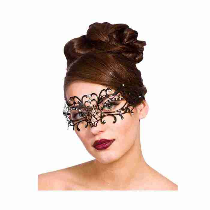 Augenmaske Filigran schwarz mit Strass Venezianische Maske Karneval
