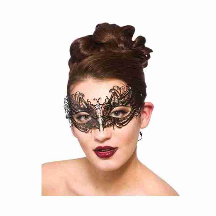 Augenmaske Filigran schwarz mit Diamanten venezianische Maske Karneval