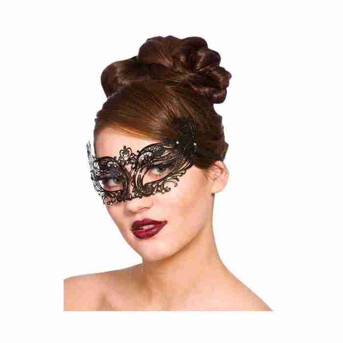 Augenmaske Filigran schwarz mit Diamanten venezianische Maske