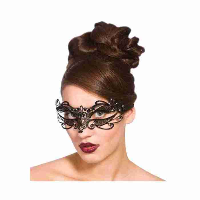 Augenmaske Filigran schwarz mit Diamanten venezianische Maske Karneval