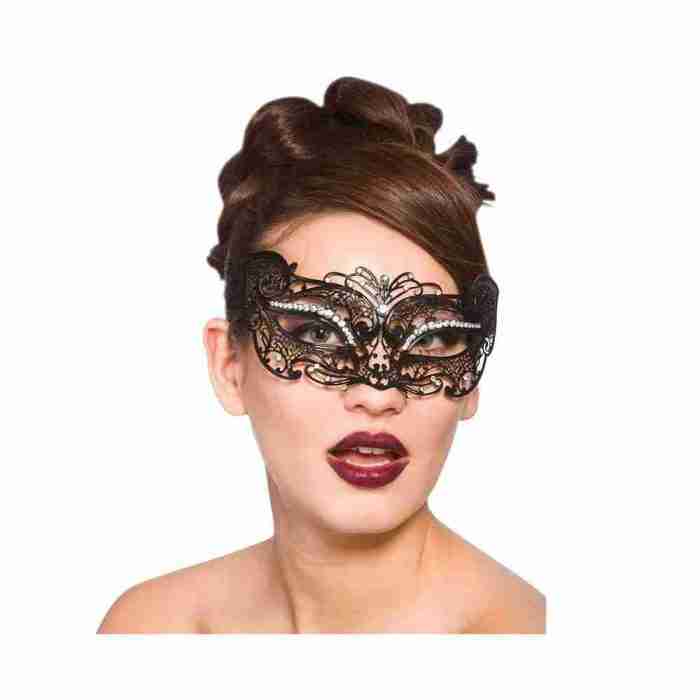 Venezianische Augenmaske schwarz mit Strass Filigran Design Karneval