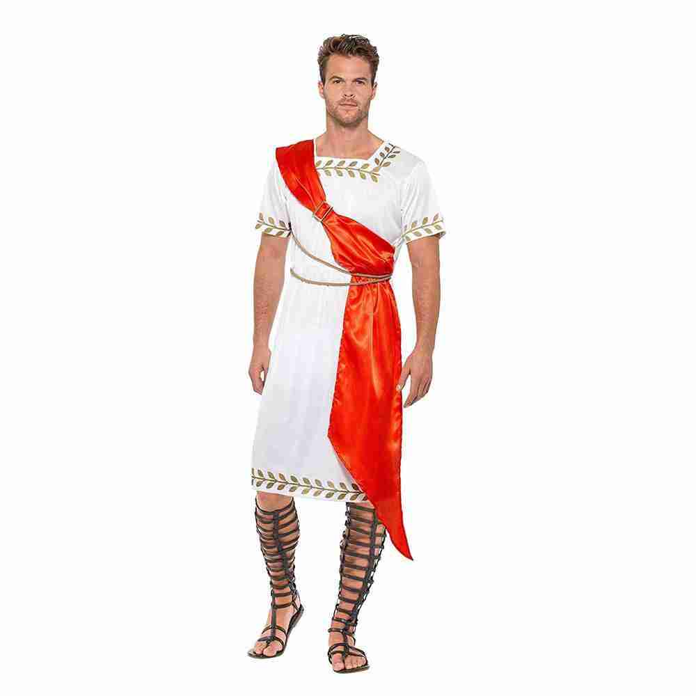Römischer Senator Kostüm Herren Toga Weiß Rot - carnivalstore.de