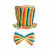 Regenbogen Zylinder Hut mit Fliege Set Karneval Accessoire mehrfarbig