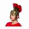 Gladiator Helm mit roter Feder Gold römischer Krieger Kopfbedeckung
