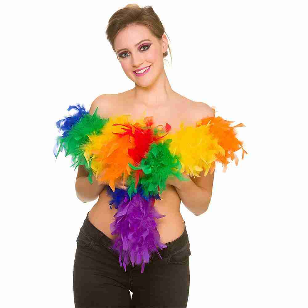 Federboa Regenbogen 1,7m Karneval Accessoire Damen bunt
