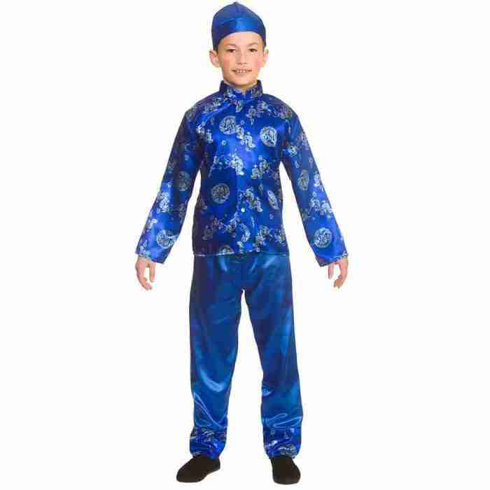Chinesisches Jungen Kostüm blau traditionell Kinder Halloween Karneval