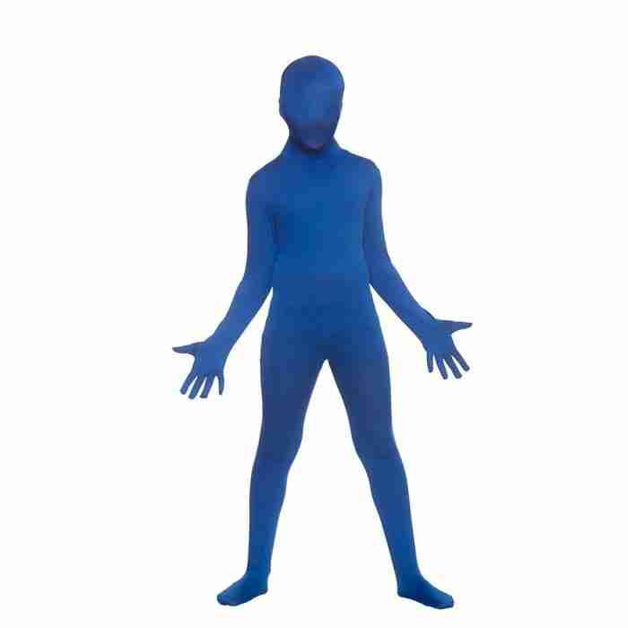 Kinder Skinz Kostüm Blau - Halloween Ganzkörperanzug für Jungen und Mädchen