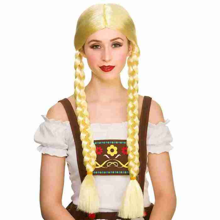 Oktoberfest Perücke Blond Damen bayerische Zöpfe Kostüm