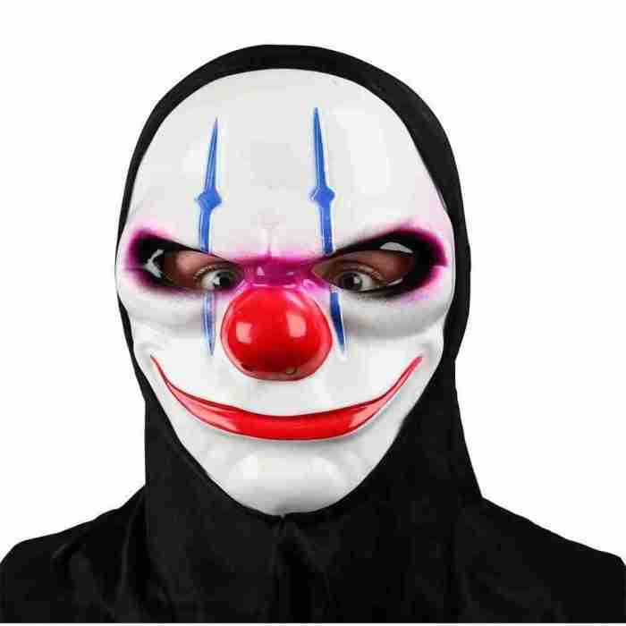 Halloween Clown Maske mit Kapuze gruselig weiß Horror Faschingsmaske