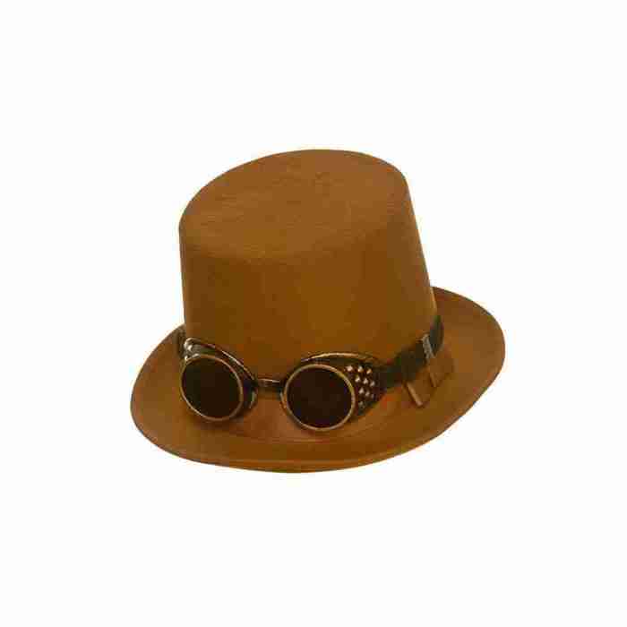 Steampunk Hut mit Brille braun Retro-Futuristic Accessoire Karneval