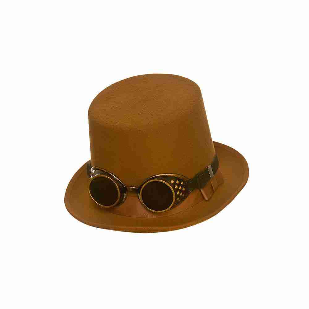 Steampunk Hut mit Brille braun Retro-Futuristic Accessoire Karneval