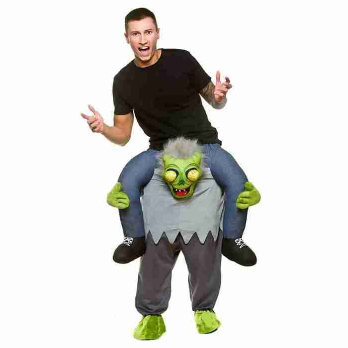 Zombie Piggyback Kostüm Bug-Eyed Carry Me Halloween Faschingskostüm grau