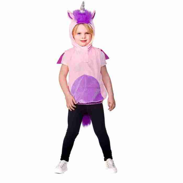 Karnevalskostüm Einhorn Kinder pink lila Tabard mit Horn und Ohren