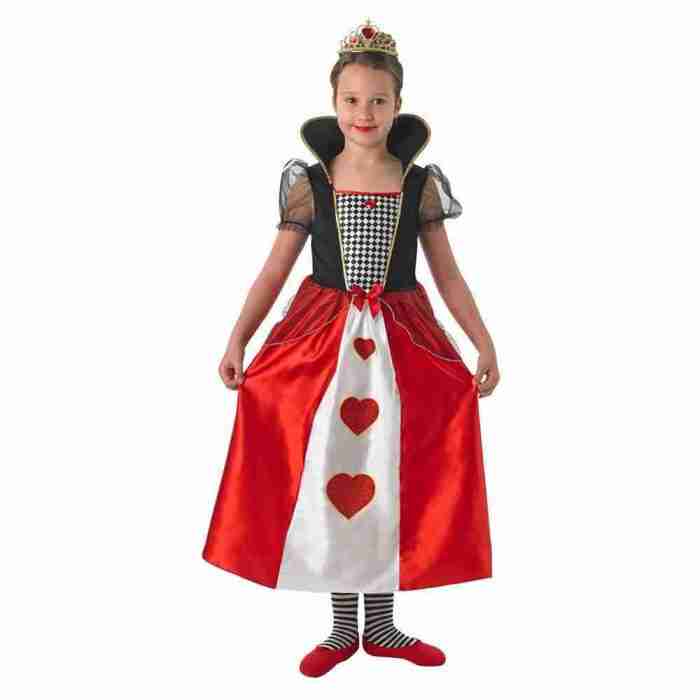 Herzkönigin Kostüm Kinder rot schwarz Alice Wunderland Verkleidung