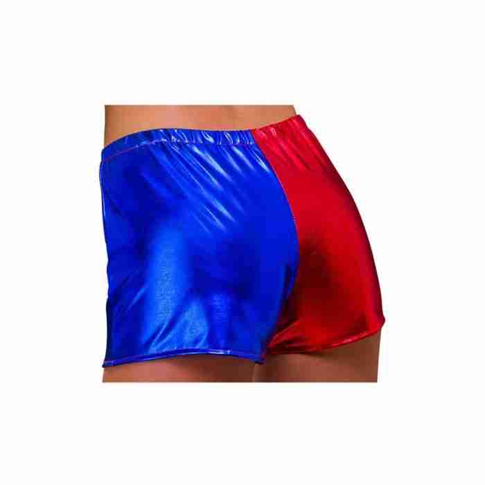 Glänzende Hot Pants Damen Rot Blau Metallic Shorts