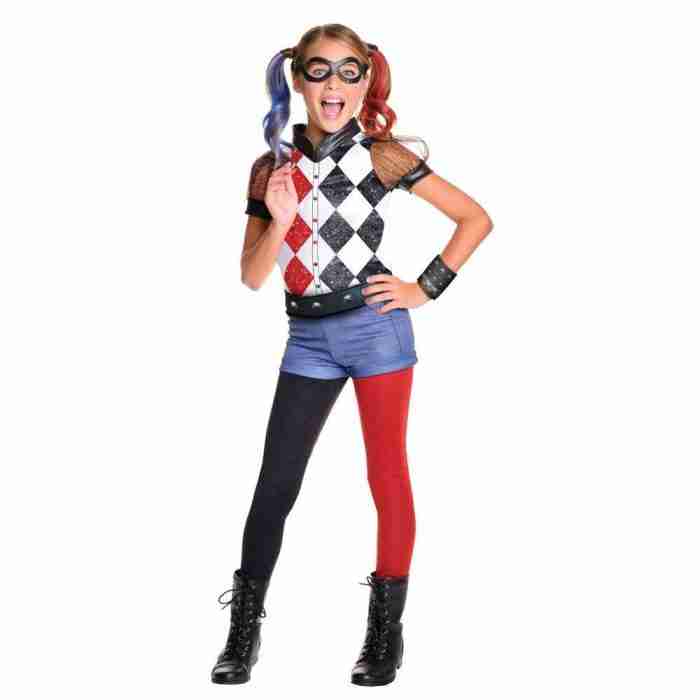 Harley Quinn Kinderkostüm Deluxe Set mit Oberteil, Shorts und Accessoires