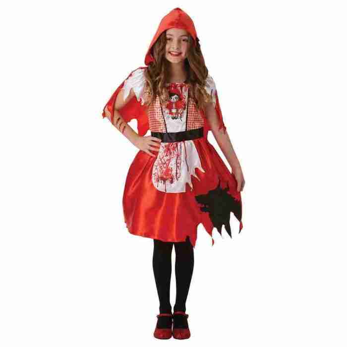 Kinder Halloween Kostüm Dead Riding Hood rot gruseliges Rotkäppchen