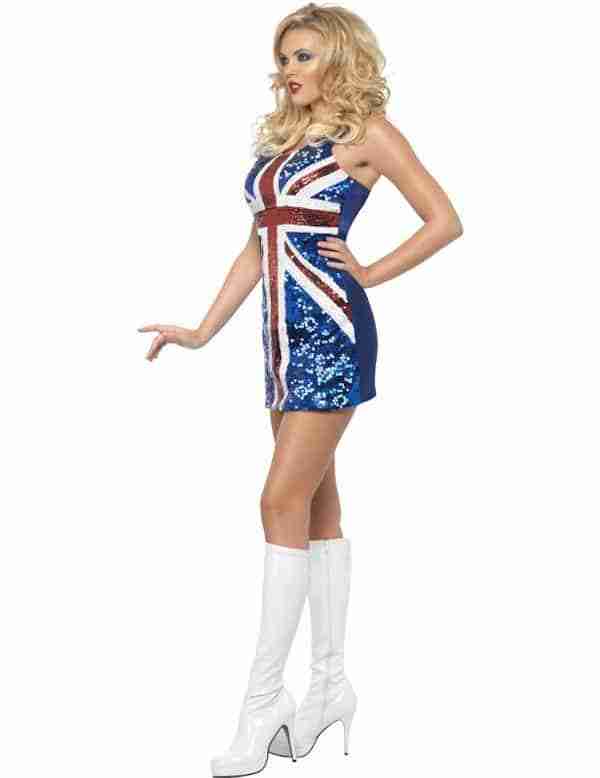 Union Jack Pailletten Kostüm Detailansicht
