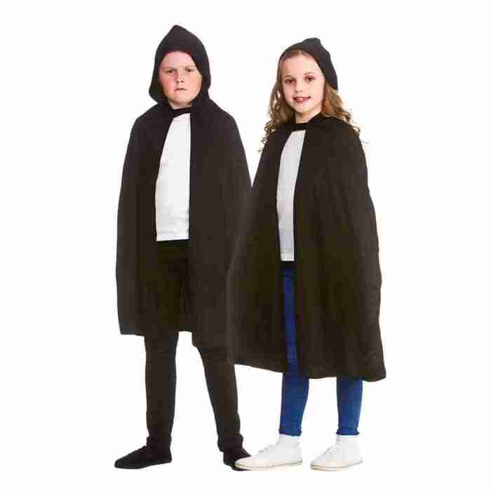 Kinder Umhang schwarz Kapuze Jungen Mädchen Verkleidung