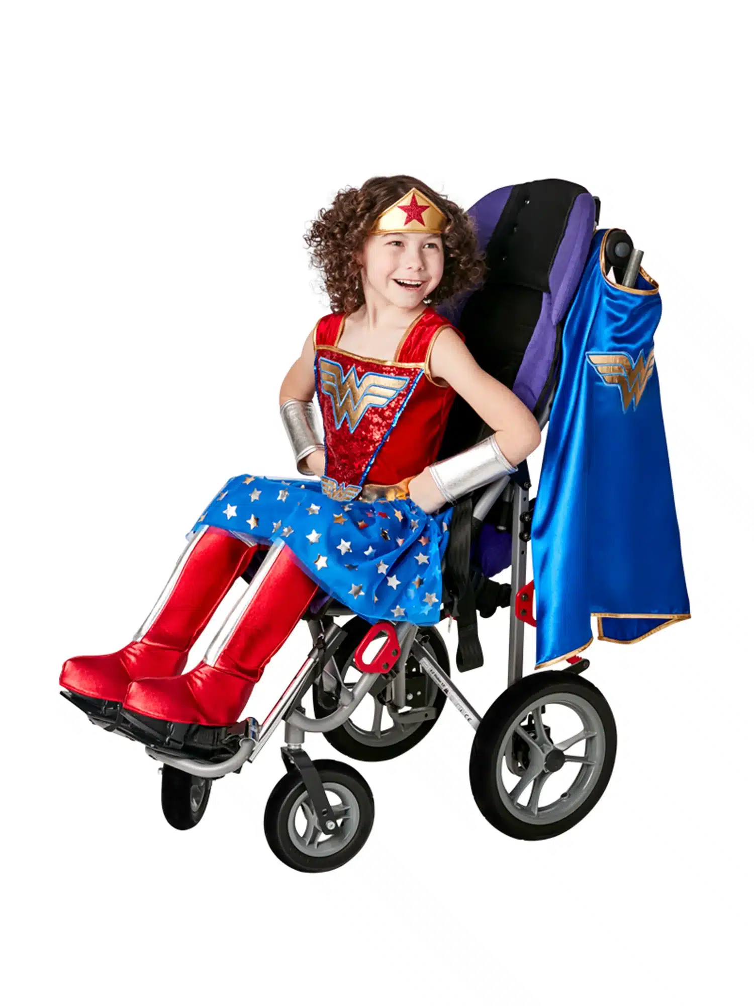Wonder Woman Kostüm Mädchen - Detailansicht mit Tiara und Armmanschetten