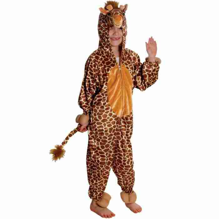 Giraffen Kostüm Kinder mit Kapuze und Schwanz für Karneval