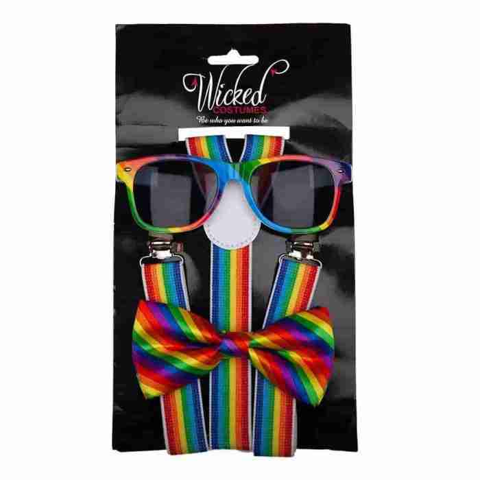 Regenbogen Accessoire Set 3-teilig Mehrfarbig Karneval Zubehör
