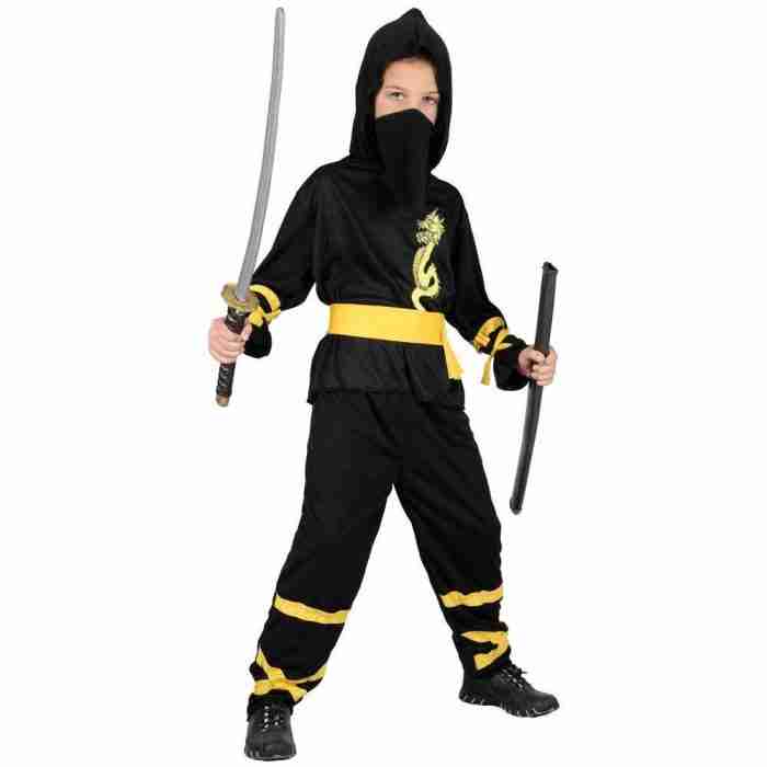Kinder Ninja Kostüm Dragon Warrior schwarz mit Kapuze - carnivalstore.de