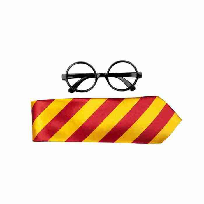 Zauberer Kostüm Set mit Brille und Krawatte Harry Potter Style