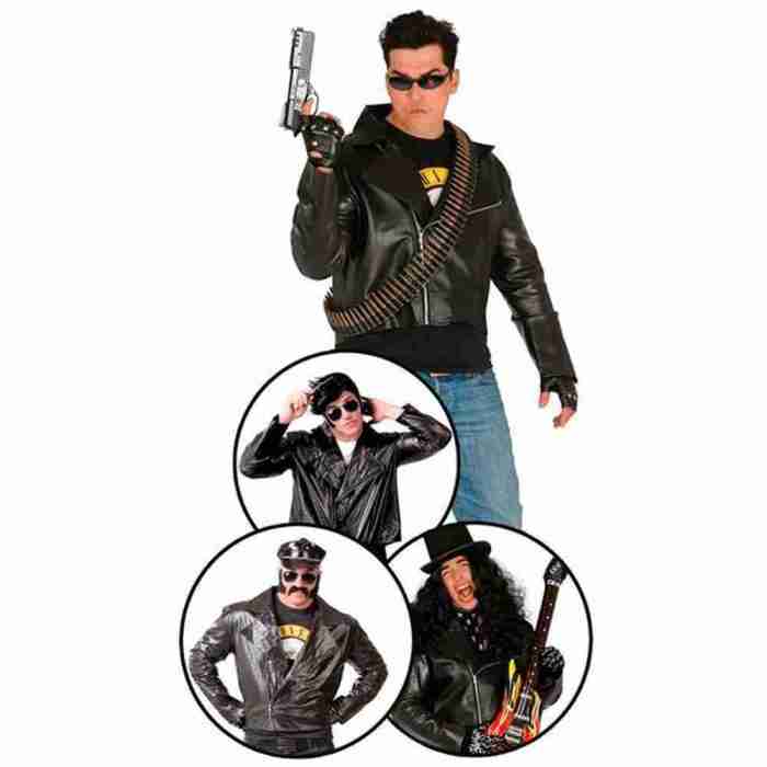 80er Jahre Biker Weste schwarz Herren Kostüm Leder-Optik