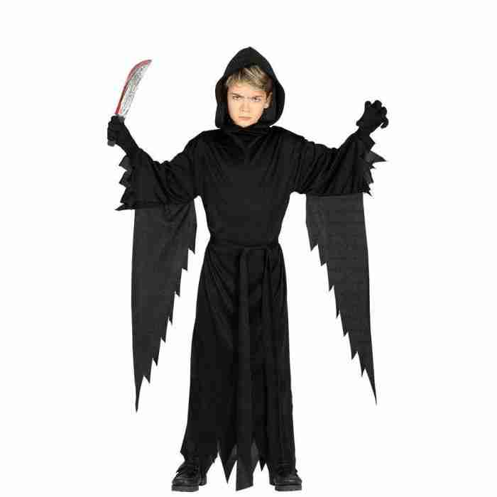 Kinder Assassinen Kostüm - Schwarzes Halloween Kostüm mit Kapuze