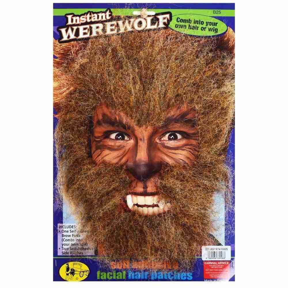 Werwolf Haarteile Set braun grau schwarz Halloween Kostüm Accessoire