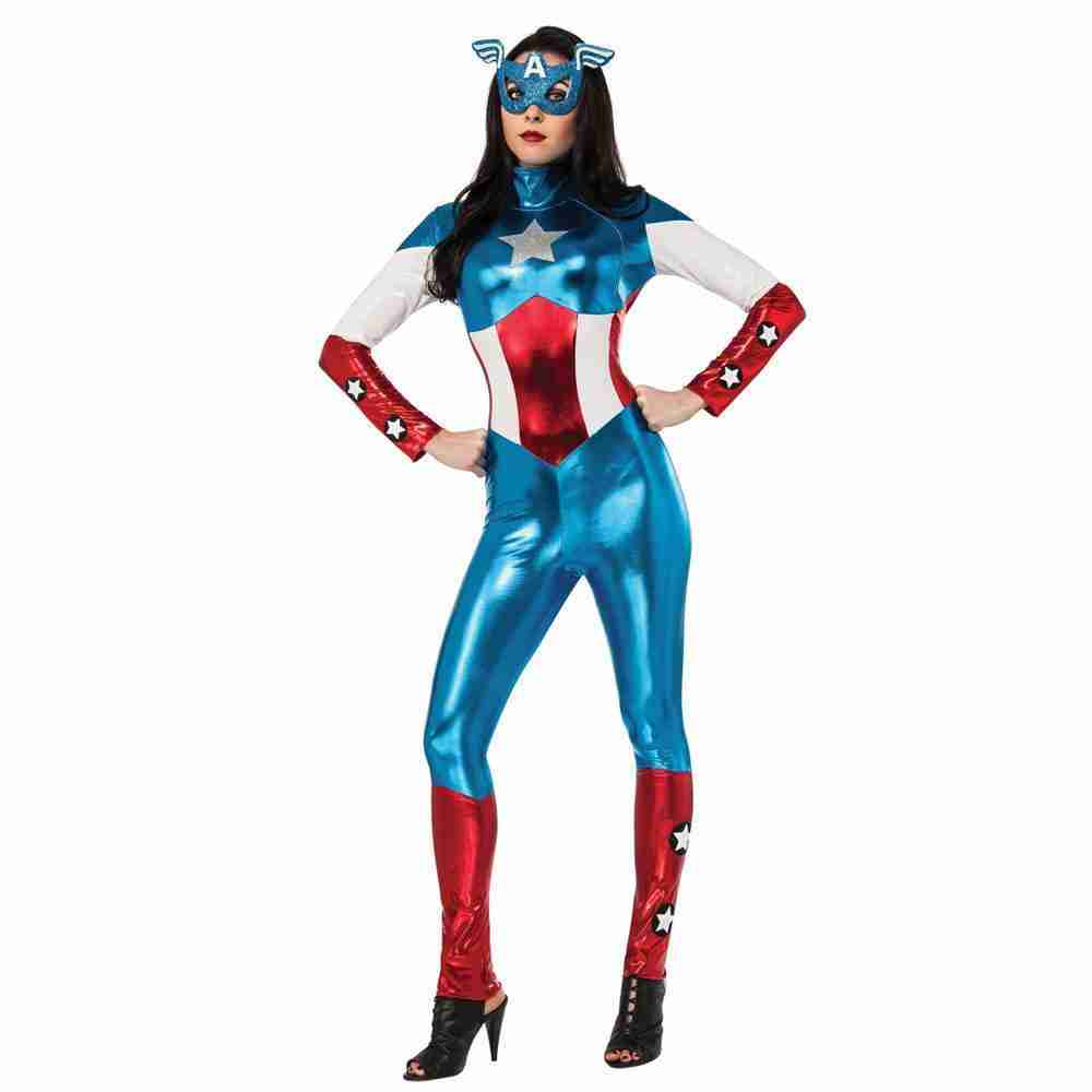 Captain America Catsuit Damen - Miss American Dream Superhelden Kostüm - carnivalstore.de