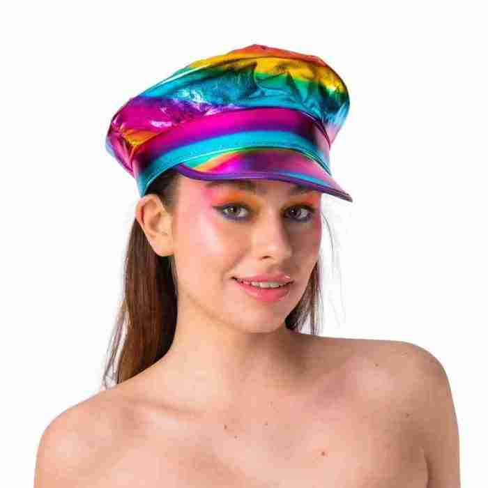 Regenbogen Kapitänsmütze Pride Damen bunt Karneval Hut