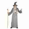 Zauberer Kostüm Herren grau mit Robe und Spitzhut Halloween Magier
