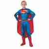 Superman Kostüm Kinder Deluxe mit Muskel-Jumpsuit und rotem Umhang